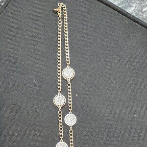 White House Black Market Mixed Metal Coin Long Necklace